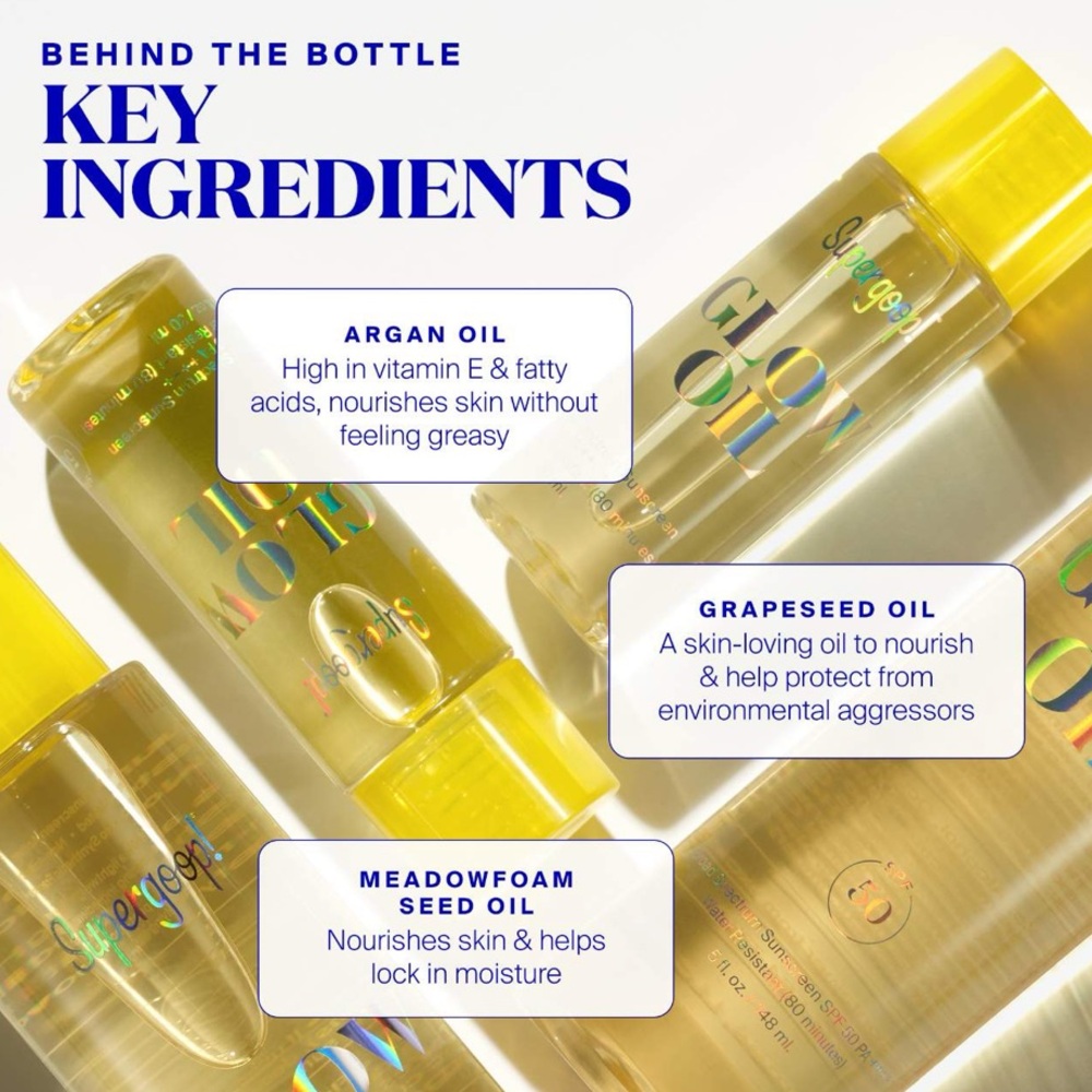 SUPERGOOP! NEW Mini Glow Oil SPF 50 Dry Body Oil Sunscreen 30ml- $21 RETAIL - Picture 4 of 4